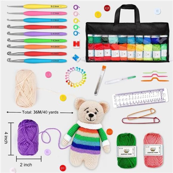 113Piece Crochet with Yarn Set–1600Yards Assorted Yarn 73PCS Crochet Accessories - Picture 6 of 8